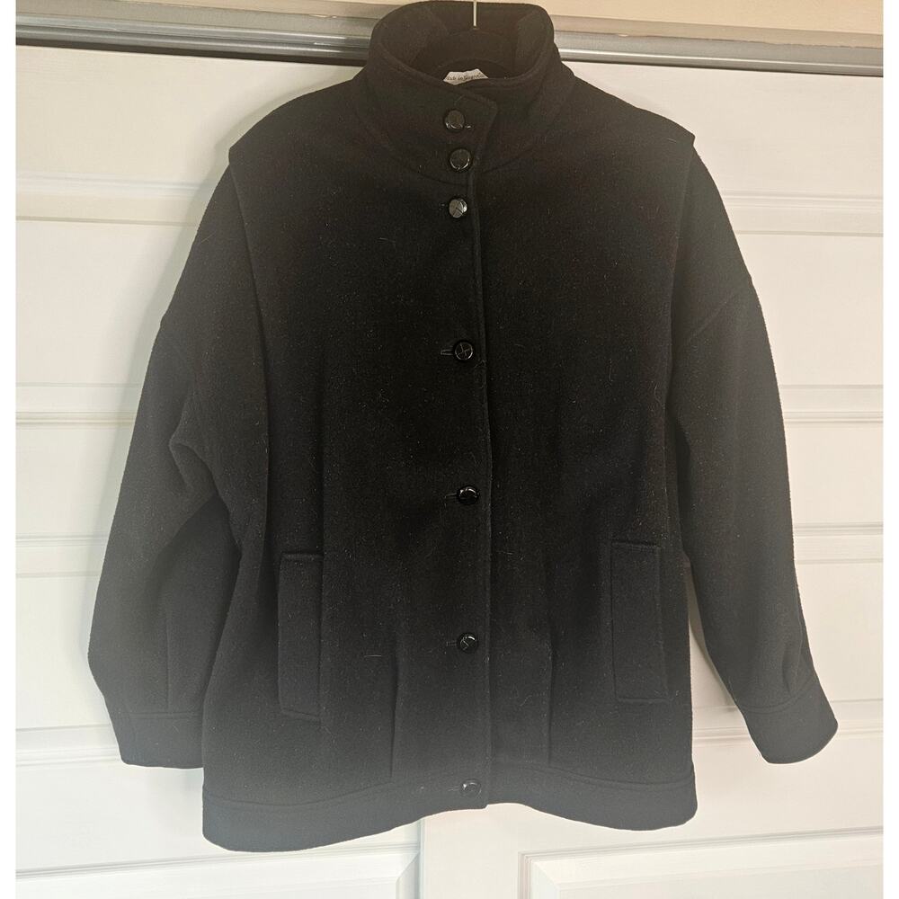 Glenbrook Vintage Pure New Wool Funnel Neck Pleated Button Up Jacket Size 12